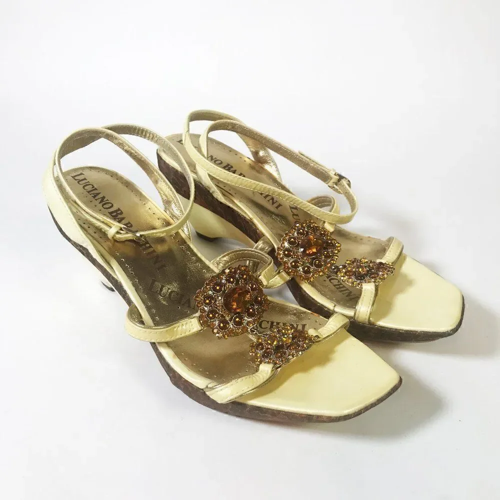 Bejeweled Italian Platform Sandals - 38.5